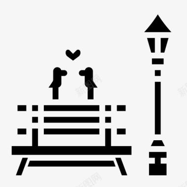 公园长椅城市约会图标图标