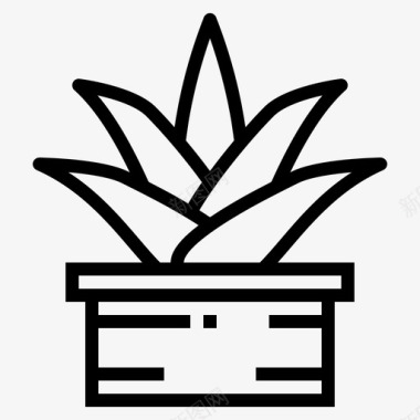 芦荟矢量图芦荟按摩和水疗线性图标图标