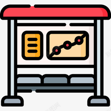 车站的图标68城市公交车站线形颜色图标图标
