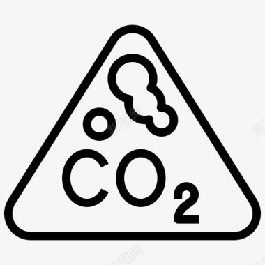 氧化二氧化碳核元素4线性图标图标