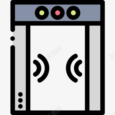 博物馆安全门博物馆69线性颜色图标图标
