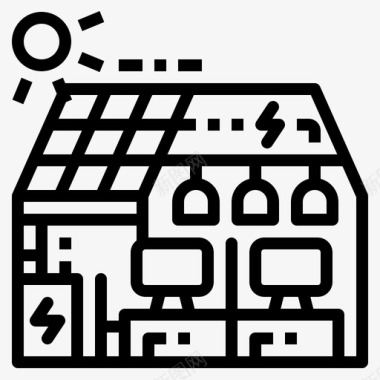 太阳能房未来商业1线性图标图标