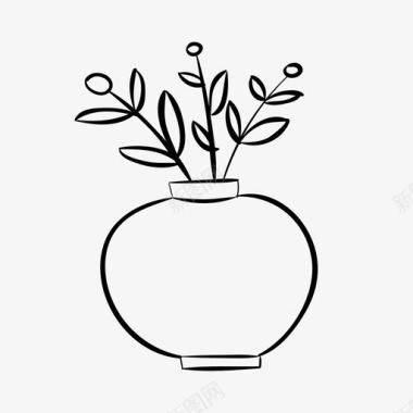 花瓶手绘家居装饰图标图标