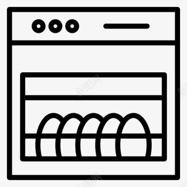 洗完洗碗机清洁117线性图标图标