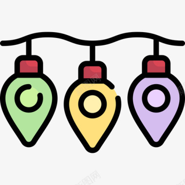 线性装饰灯圣诞装饰2线性颜色图标图标