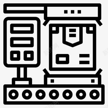 仓库分发扫描仪仓库1线性图标图标