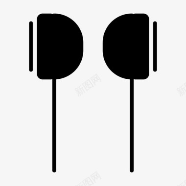 黑五素材耳机听商务黑字形图标图标