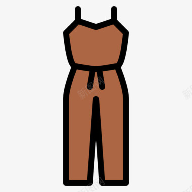 连身裤女式时尚4线性颜色图标图标