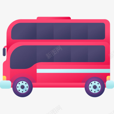 双层巴士交通174彩色图标图标