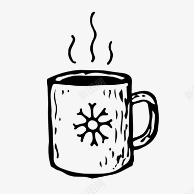冬天咖啡杯子圣诞节咖啡图标图标