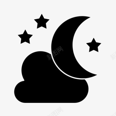 月亮和星星云万圣节图标图标