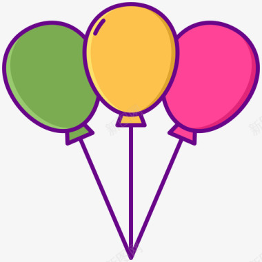大气球气球马戏团77线性颜色图标图标