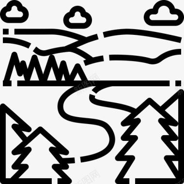 森林山自然图标图标