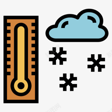 燃冬季温度计冬季71线性颜色图标图标