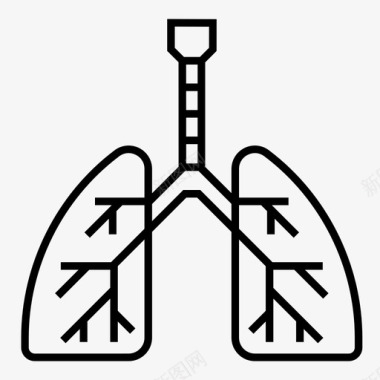 矢量人体骨架肺解剖学人体器官图标图标