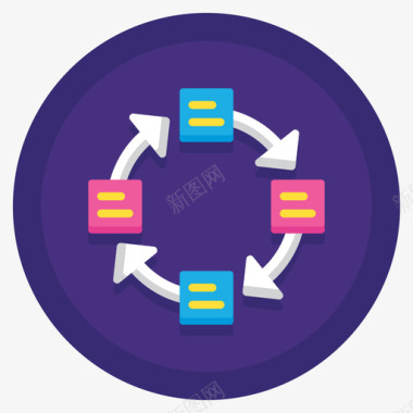 电脑图信息循环信息图3扁平圆形图标图标