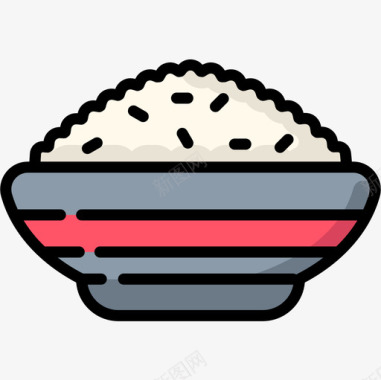 米饭纯素食品4原色图标图标