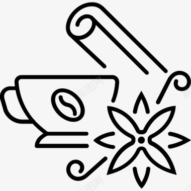 咖啡加香料肉桂香草图标图标