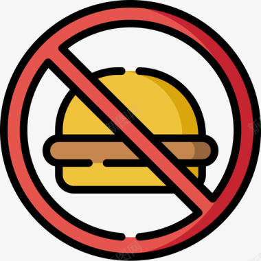 信号标识禁止食物信号和禁令6线颜色图标图标