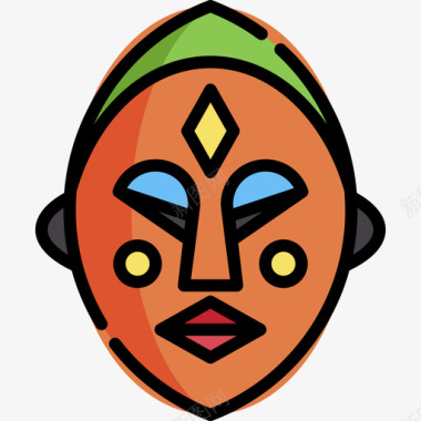 面具非洲面具灵性25线性颜色图标图标