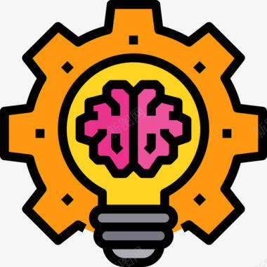 装备大脑概念4线条颜色图标图标