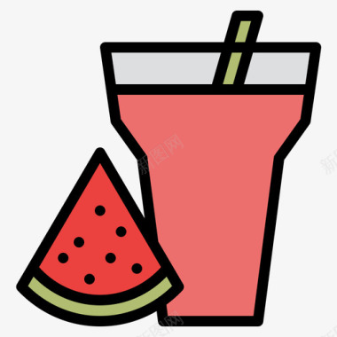 西瓜汁饮料49原色图标图标