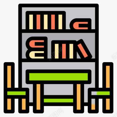 图书馆图书馆121学校线性颜色图标图标