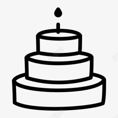 三层生日蛋糕蜡烛分层图标图标