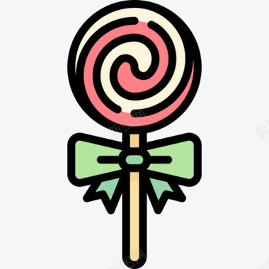 棒棒糖圣诞装饰2线性颜色图标图标