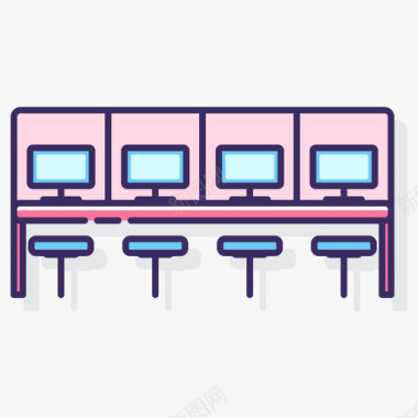 节省空间办公室共工作空间6线性颜色图标图标