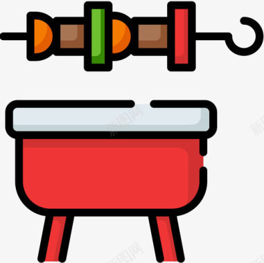 24小时矢量图烧烤24小时自由活动线性颜色图标图标