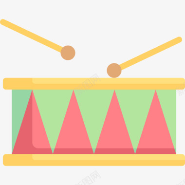 鼓圣诞装饰3扁平图标图标