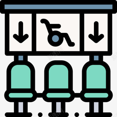 救助援手候车室残疾人救助8线性颜色图标图标