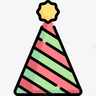 派对帽圣诞装饰2线性颜色图标图标