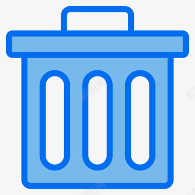 垃圾桶清洁107蓝色图标图标
