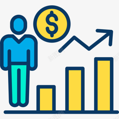 投资网页模板投资人创业65岁线性颜色图标图标