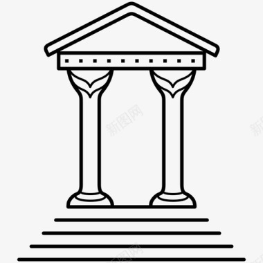 古庙建筑柱子图标图标