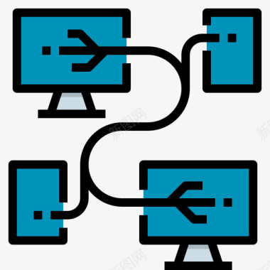 彩色的线稿36线通信彩色网络图标图标