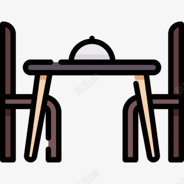 51素材餐桌家具51线性颜色图标图标