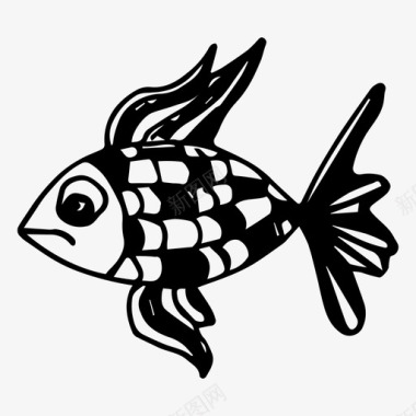 鱼水族馆手绘图标图标
