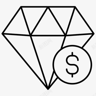 钻石美元符号商业珠宝图标图标