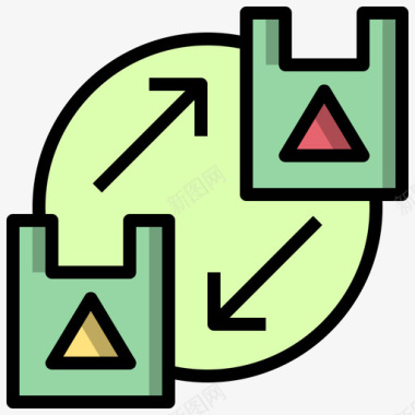 回收袋可持续能源24线性颜色图标图标
