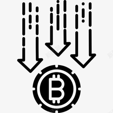 拒绝皮草拒绝比特币加密货币3字形图标图标