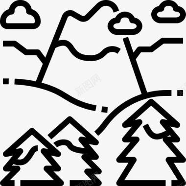 森林山自然图标图标