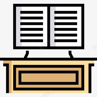 博物馆画册讲台博物馆75线性颜色图标图标