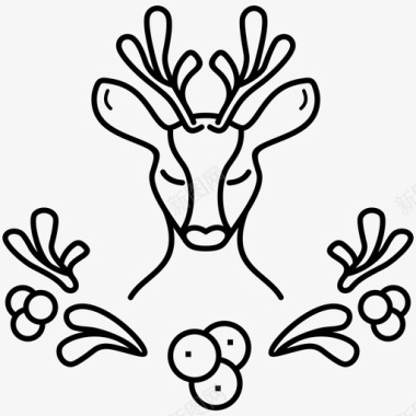 圣诞鹿羚羊头图标图标