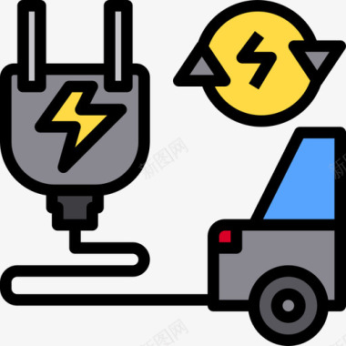 电动连发电动汽车生态174线性颜色图标图标