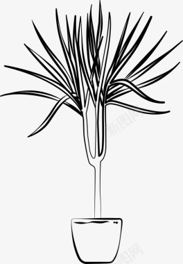 茅草房子室内植物图标图标