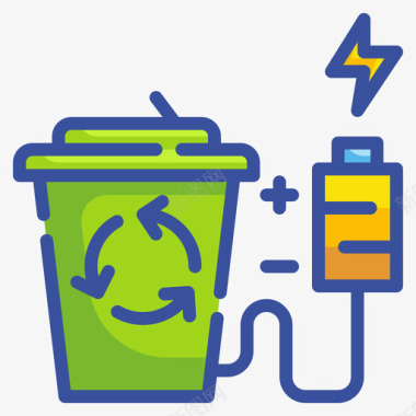 垃圾桶创新可再生能源2线性颜色图标图标
