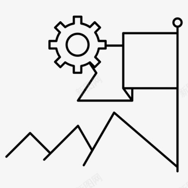 格子旗山旗齿轮图标图标